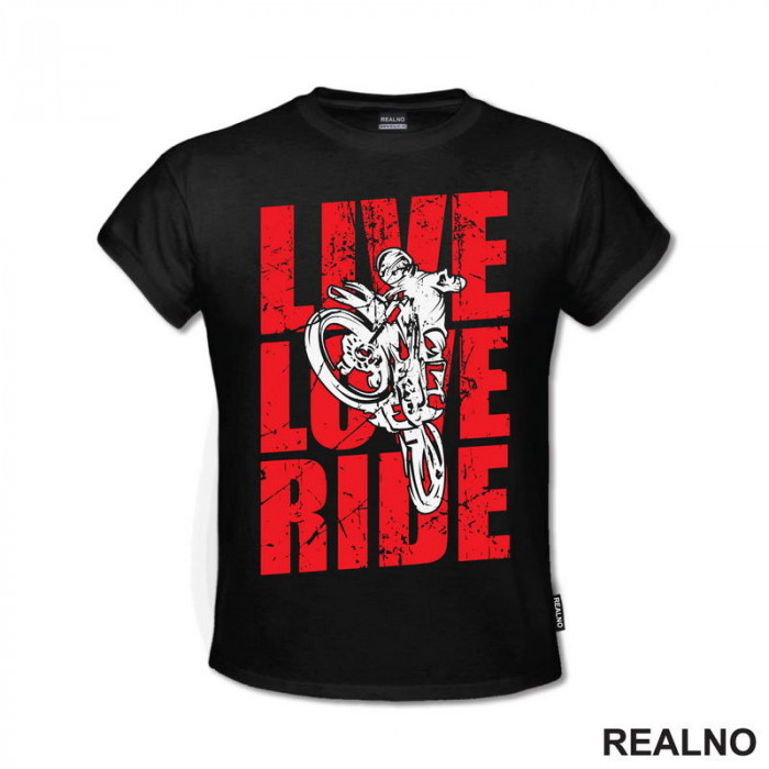 Live, Love, Ride - Red - Motori - Majica