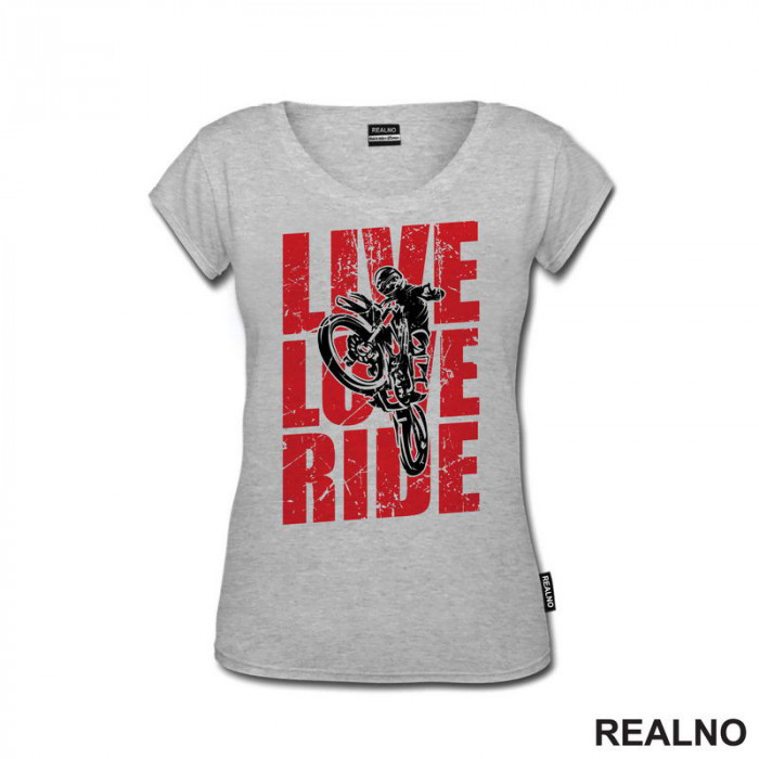 Live, Love, Ride - Red - Motori - Majica