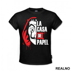 Half Mask Logo Text Splash - La Casa de Papel - Money Heist - Majica