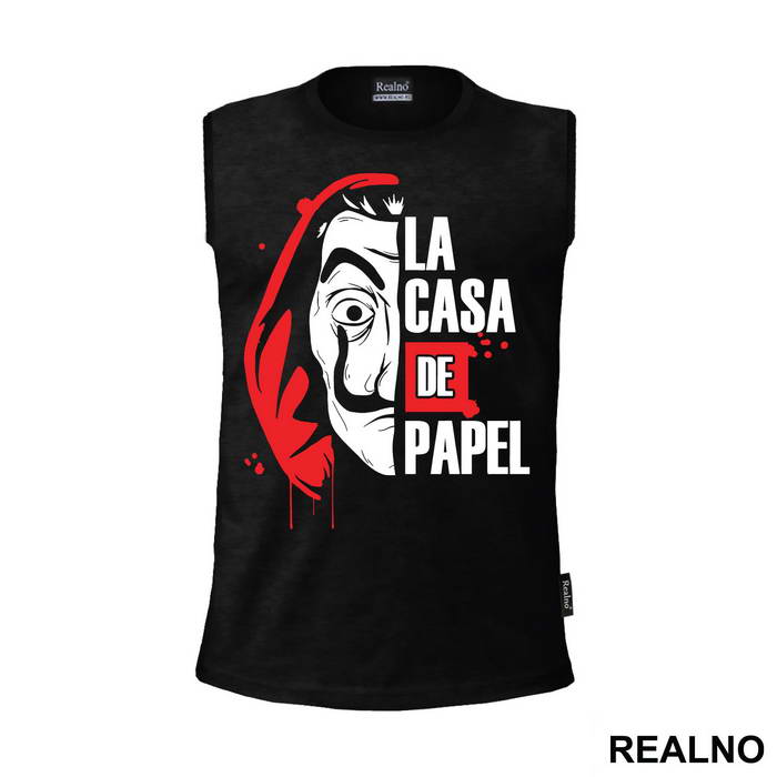 Half Mask Logo Text Splash - La Casa de Papel - Money Heist - Majica