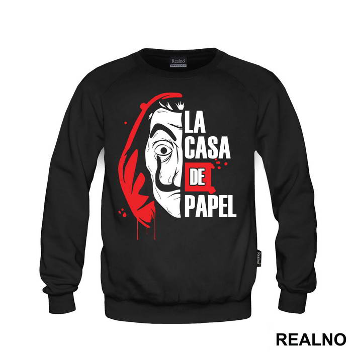 Half Mask Logo Text Splash - La Casa de Papel - Money Heist - Duks
