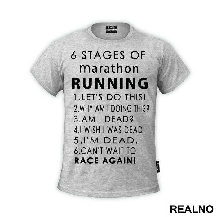 6 Stages Of Marathon Running - Trčanje - Running - Majica