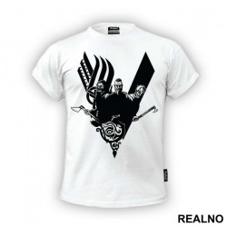 Ragnar, Floki And Rollo - Black Logo - Vikings - Majica Ragnar, Floki And Rollo - Black Logo - Vikings - Majica