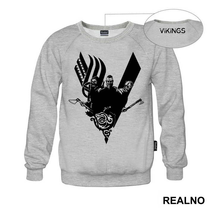 Ragnar, Floki And Rollo - Black Logo - Vikings - Duks