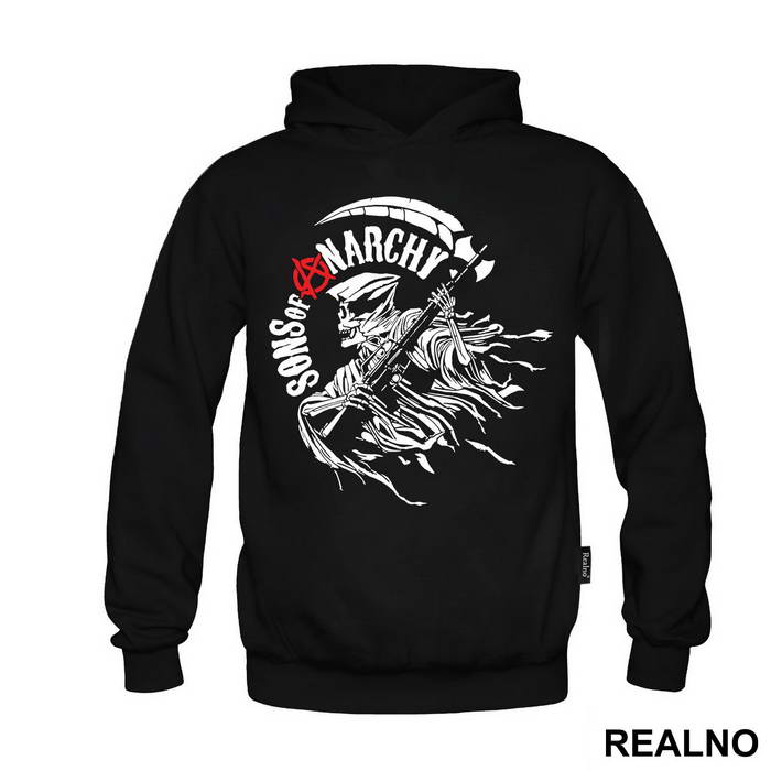 Red Logo And Grey Reaper - Sons Of Anarchy - SOA - Duks