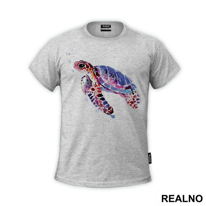 Turtle Swimming Watercolor - Životinje - Majica