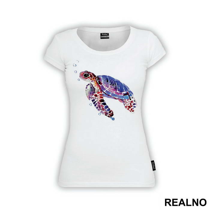 Turtle Swimming Watercolor - Životinje - Majica