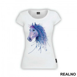 Blue Horse Watercolor Painting - Životinje - Majica