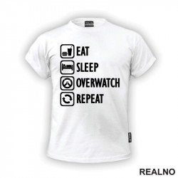 Eat, Sleep, Overwatch, Repeat - Symbols - Majica