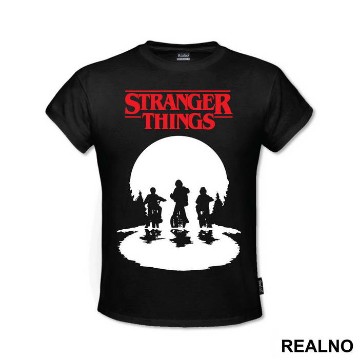 Mike, Dustin And Lucas - Red Logo - Stranger Things - Majica