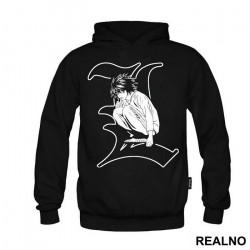 L Infront of His logo - Death Note - Duks