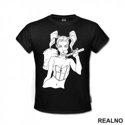 Line Drawing With Hammer - Harley Quinn - Majica