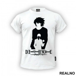 L and Light Siluet With an Apple - Death Note - Majica