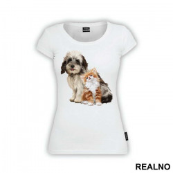 Cute Cat and Dog Drawing - Životinje - Majica