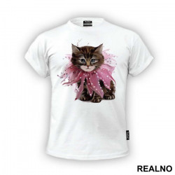 Cute Kitten In Decoration - Životinje - Majica