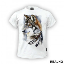 Wolf Shaman Portrait - Životinje - Majica