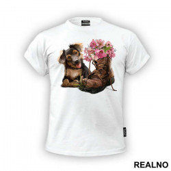 Puppy With A Shoe Flowers - Životinje - Majica