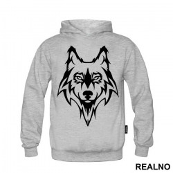 Wolf Head Illustration Portrait - Životinje - Duks