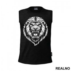 Lion Head Illustration White Portrait - Životinje - Majica