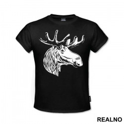 Moose Head Illustration - Životinje - Majica Moose Head Illustration - Životinje - Majica