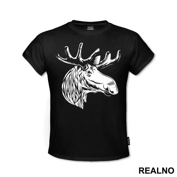 Moose Head Illustration - Životinje - Majica
