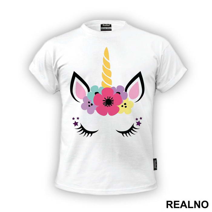 Flower On The Head - Unicorn - Jednorog - Majica