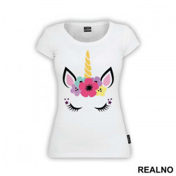 Flower On The Head - Unicorn - Jednorog - Majica
