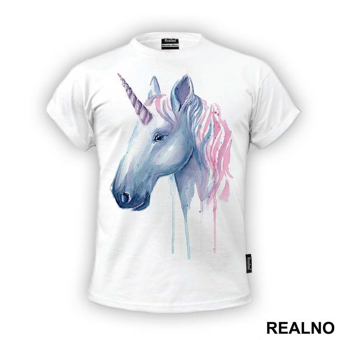 Unicorn Head Watercolor Painting - Jednorog - Majica