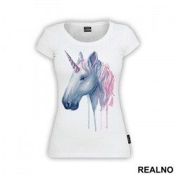 Unicorn Head Watercolor Painting - Jednorog - Majica