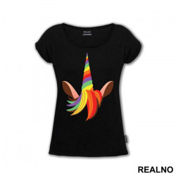 Colorful Horn And Hair - Unicorn - Jednorog - Majica
