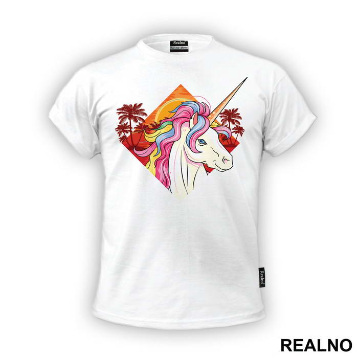 Unicorn With Palm Trees - Jednorog - Majica