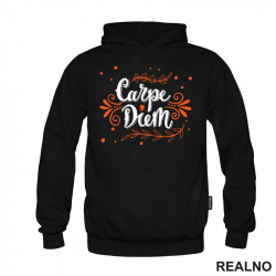 Carpe Diem With Orange Ornaments - Motivation - Quotes - Duks