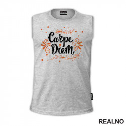 Carpe Diem With Orange Ornaments - Motivation - Quotes - Majica