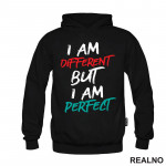 I Am Different But I Am Perfect - Red And Blue - Quotes - Duks