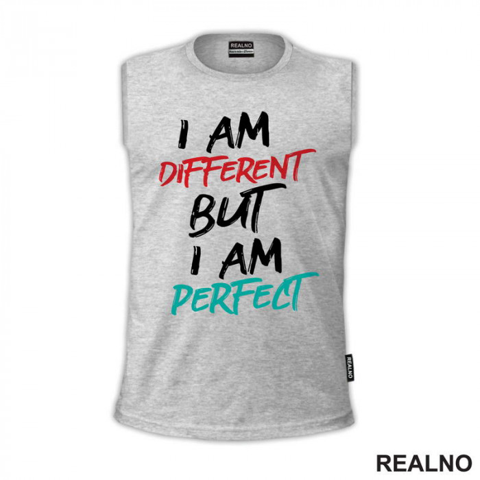 I Am Different But I Am Perfect - Red And Blue - Quotes - Majica