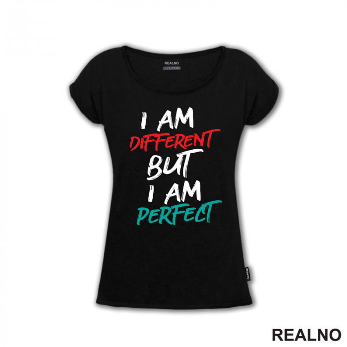 I Am Different But I Am Perfect - Red And Blue - Quotes - Majica