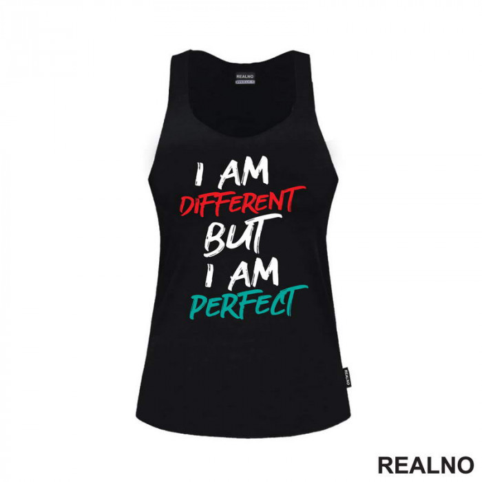 I Am Different But I Am Perfect - Red And Blue - Quotes - Majica