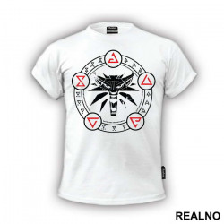 White Wolf Red Symbols - The Witcher - Majica