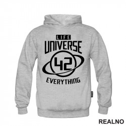 Life Universe Everything - 42 The Answer - White - The Hitchhiker's Guide to the Galaxy - Geek - Duks