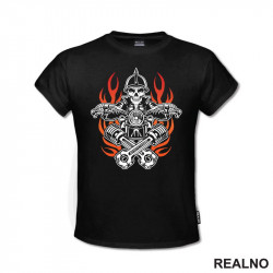 Skull Biker - Fire - Moto - Motori - Majica
