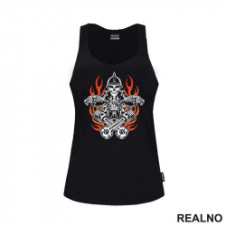 Skull Biker - Fire - Moto - Motori - Majica