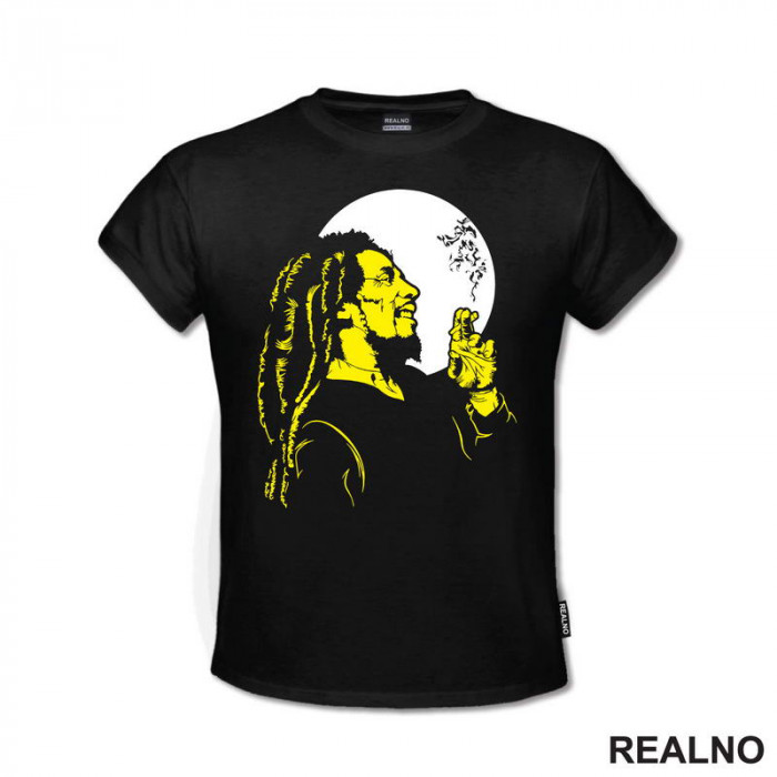 Bob Marley Sihlouette - Yellow And White - Muzika - Majica
