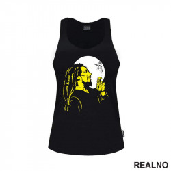 Bob Marley Sihlouette - Yellow And White - Muzika - Majica