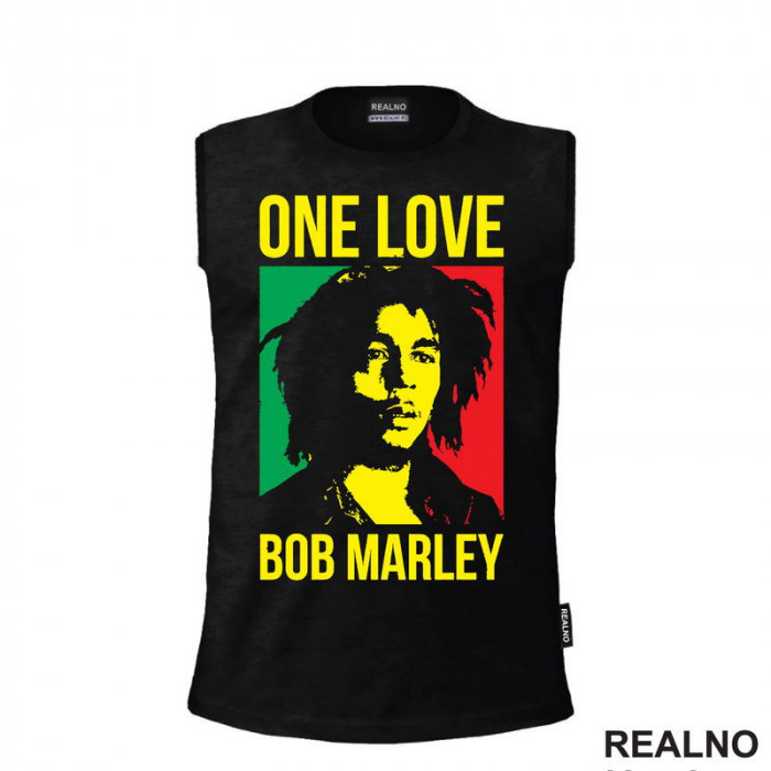 One Love - Bob Marley - Color Illustrarion - Muzika - Majica