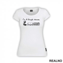 It's A Simple Woman - Wine, Books And Star Wars - Symbols - Geek - Majica