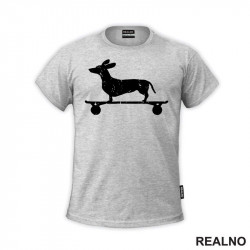 Dacshund On Skate - Silhouette - Jazavičar - Pas - Dog - Majica