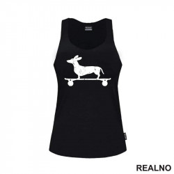 Dacshund On Skate - Silhouette - Jazavičar - Pas - Dog - Majica