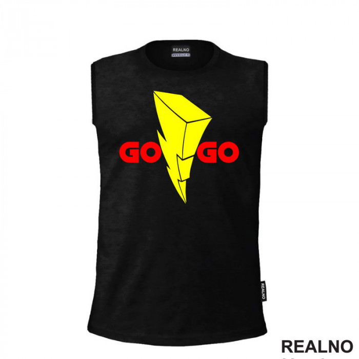 Go Go Logo - Power Rangers - Red And Yellow - Moćni Rendžeri - Majica