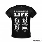 A Programe Life - Work, Home, Play, Sleep - Symbols - Geek - Majica