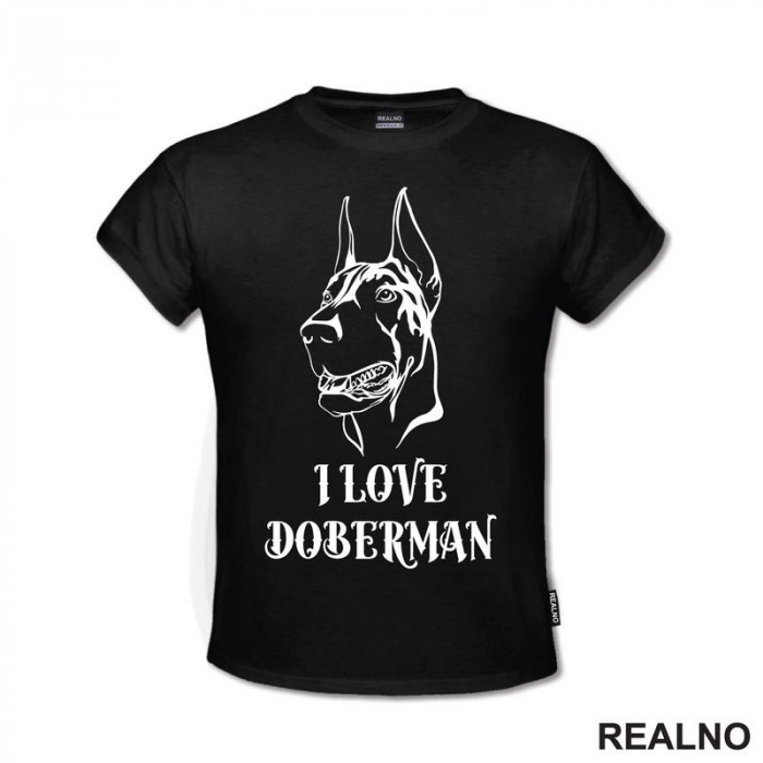 I Love Doberman - Silueta - Pas - Dog - Majica